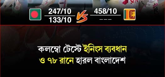 ৩৪ বলেই গুটিয়ে যায় বাংলাদেশ: শ্রীলঙ্কা জয়ী ১–০