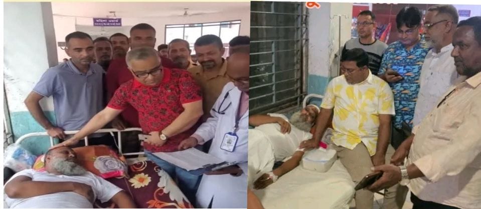 আহত মতিন কাজীকে দেখতে গেলেন ভিপি সাইফুল ইসলাম ও আবুল বাশার