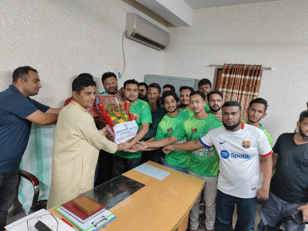 <span>প্রিয়া চৌধুরী / </span>মুগদা থানার নতুন অফিসার ইনচার্জ কে সুন্দরবন স্পোর্টিং ক্লাবের পক্ষ থেকে শুভেচ্ছা