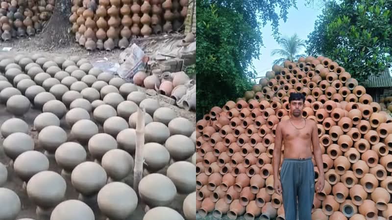 <span>চুয়াডাঙ্গা প্রতিনিধিঃ  / </span>চুয়াডাঙ্গায় খেজুর রস-গুড় সংগ্রহ মৌসুমে মাটির ভাঁড় তৈরিতে ব্যস্ত মৃৎশিল্পীরা