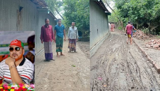 লাহিড়ীপাড়া ইউনিয়নের ডেকড়া পশ্চিমপাড়া রাস্তায় ইট বিছানো সম্পন্ন